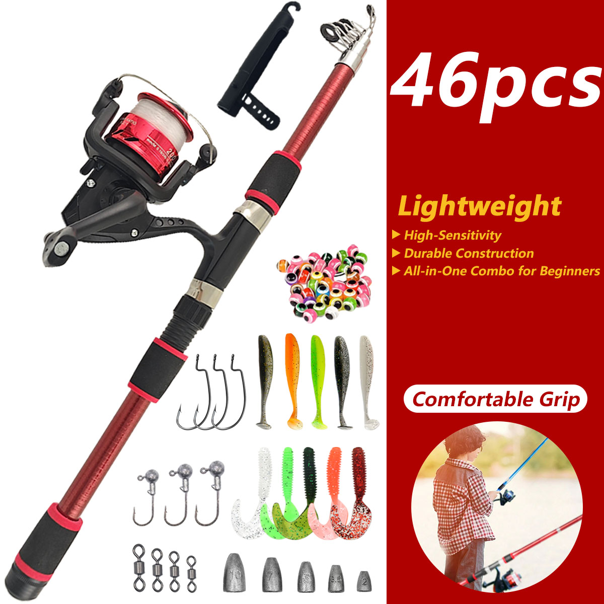 46Pcs Telescopic Fishing Rod R - Fishing Rod Combo recensie en prijs