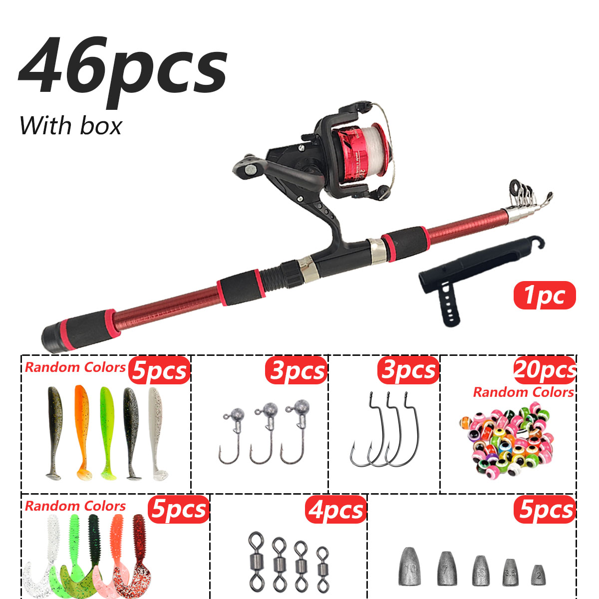 46Pcs Telescopic Fishing Rod R - Fishing Rod Combo recensie en prijs