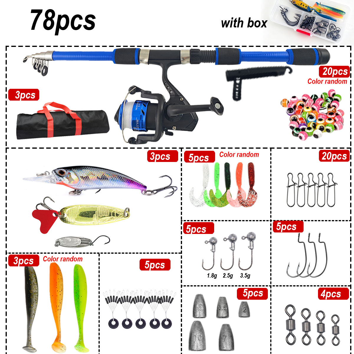 46Pcs Telescopic Fishing Rod R - Fishing Rod Combo recensie en prijs