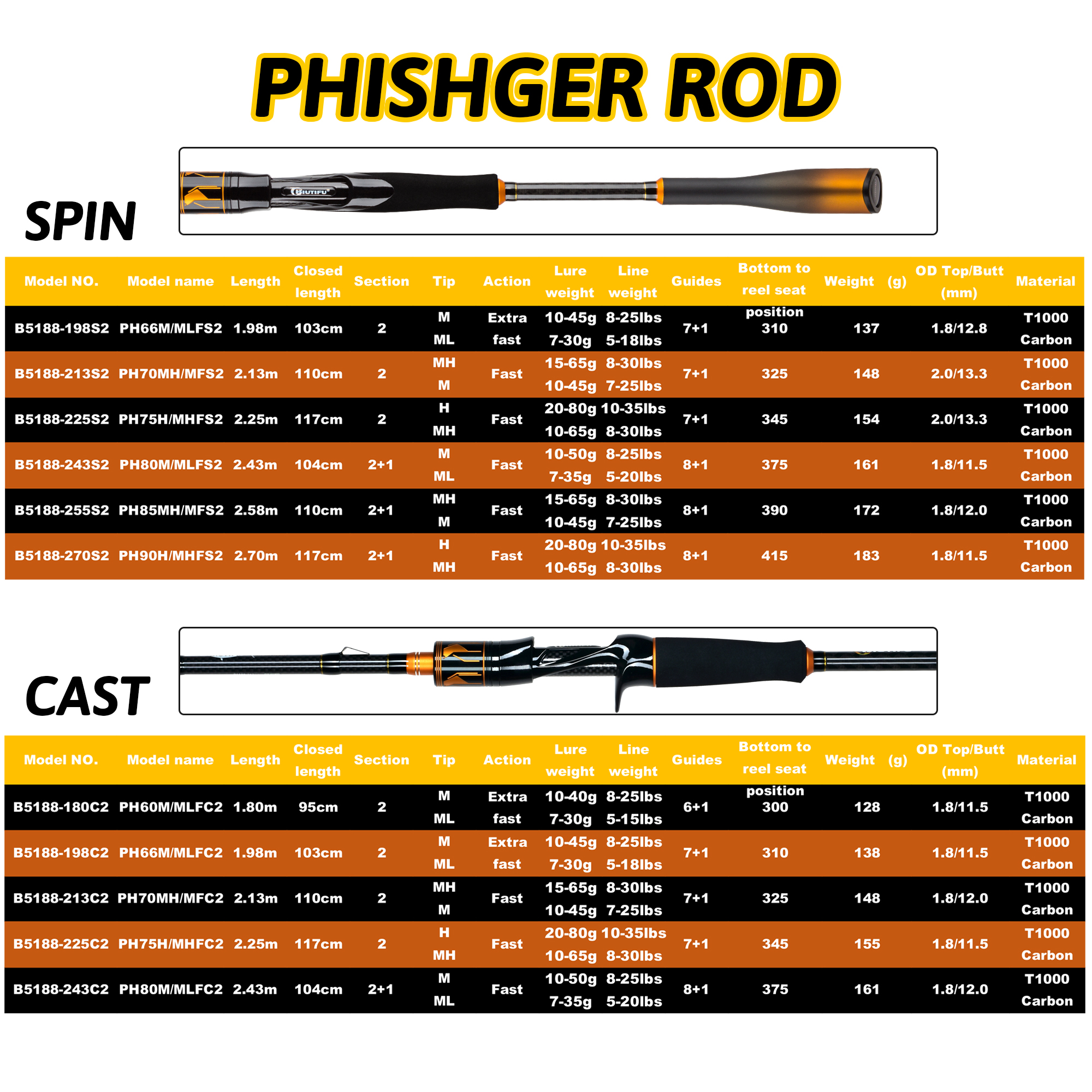 BIUTIFU Spinning Casting 2Tips - Fishing Rod Surf recensie en prijs
