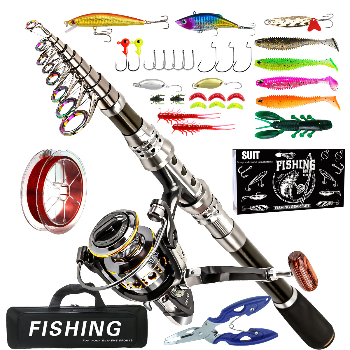 Fishing Pole Set Full Kits Wit - Fishing Rod Spinning recensie en prijs